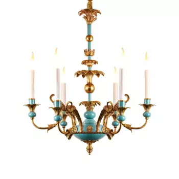 Французская люстра DINGFAN, креативная Люстра для гостиницы, гостиной, столовой, светодиодная люстра из меди