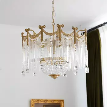 Французская Ретро полностью медная хрустальная лампа, роскошная люстра в американском и европейском стиле