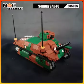 Французский самоходный пистолет, Военный танк Panzer SAu40, основной боевой танк MOC, сборный блок, модель оружия, детская игрушка-кирпич