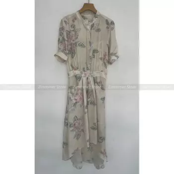 Французское элегантное жаккардовое платье с круглым вырезом и коротким рукавом