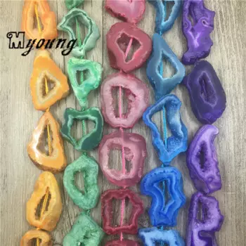 Freeform Agates фрагмент жеоды подвесные бусины, кварцевые друзные бусины для самостоятельного изготовления ювелирных изделий my1997