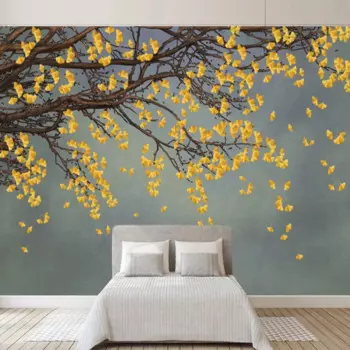 Фреска на заказ, новые обои в китайском стиле, лист дерева, натуральный узор, домашний декор, настенный фон для спальни, гостиной, настенное покрытие