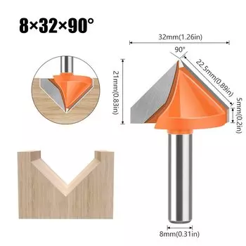 Фреза для дерева V-образная вольфрамовая 8 мм