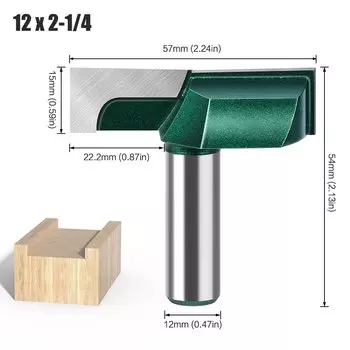 Фреза для очистки нижней части хвостовика 1/2 дюйма, 12 мм, долбежная фреза, поверхность лопатки, выравнивание плиты, деревообрабатывающая фреза
