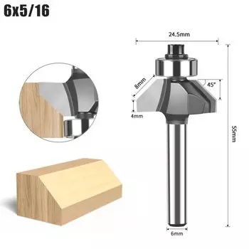 Фреза по дереву GUHEHARD спиральная 45 градусов 6 мм/6,35 мм
