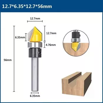 Фреза XCAN по дереву, 6 мм, хвостовик 1/4 дюйма, V-образный паз с направляющим подшипником для деревообрабатывающих фрезерных инструментов, твердосплавная фреза