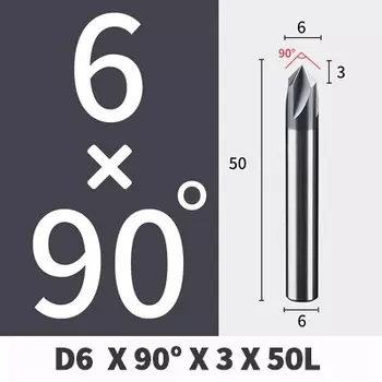 Фрезерный резак HRC60, твердосплавная угловая фреза с 4 зубьями, 90 градусов, 4/6 мм