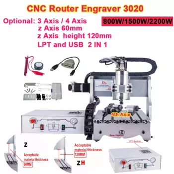 Фрезерный станок с ЧПУ LY3020, 800 Вт, 1500 Вт, 2200 Вт, Mach3, гравер по дереву, металлу, фрезерный станок, сверлильный станок, 3 оси, 4 оси, LPT и USB 2 в 1