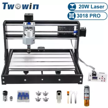 Фрезерный станок с ЧПУ TWOWIN 3018 Pro, лазерный гравер, 10 Вт/20 Вт