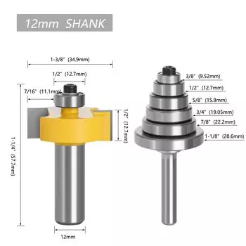 Фрезы концевые угловые La Vie, 12 мм, 2 шт., с 6 регулируемыми подшипниками