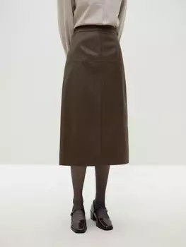 FSLE Элегантная стильная коричневая кожаная юбка для женщин, новинка осени и зимы 2023, прямые длинные юбки с высокой талией, женские