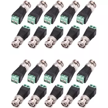 FULL-20 Pack BNC балунный разъем и разъем камеры, штекерный адаптер для видеокамер видеонаблюдения, коаксиальный/Cat5/Cat6