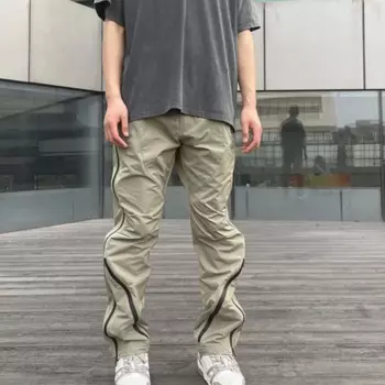 Функциональные штаны на молнии с эффектом ветра, мужские повседневные брюки