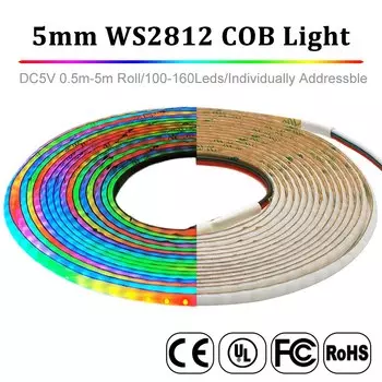FUNZENXIN RGBIC Светодиодная лента 5 мм 60/100/160 LEDs/M