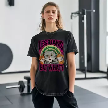 Футболка большого размера с принтом «Съешь что» для лесбиянок, винтажная короткая футболка в стиле хип-хоп для мужчин и женщин, Y2K