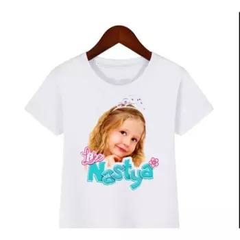 Футболка для девочек 2023, милая футболка с мультяшным принтом настия для маленьких девочек, модная эстетичная белая футболка для девочек с коротким рукавом