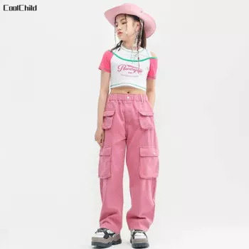 Футболка и штаны-карго в стиле хип-хоп для девочек