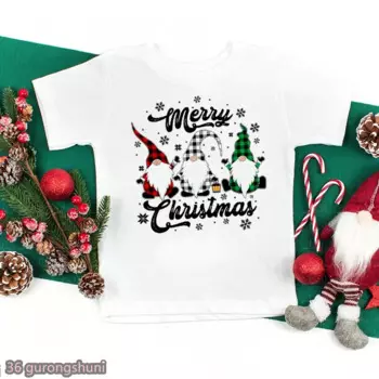 Футболка kawaii love gnomies, семейная Рождественская футболка с новым годом 2022, детская одежда унисекс, футболка с коротким рукавом, Топы s