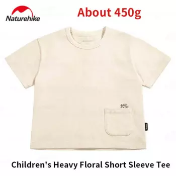 Футболка Naturehike 450 г, Детская Ультралегкая пряжа с цветочным рисунком, с коротким рукавом, для улицы, путешествий, простая повседневная хлопковая кофта, повседневный Свитшот