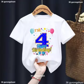 Футболка с графическим принтом «I Am 4th/3th Birthday To Me», Забавная детская одежда для девочек/мальчиков, летняя модная футболка с коротким рукавом