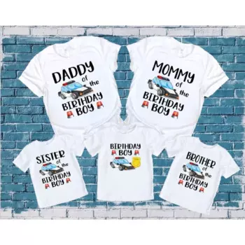 Футболка с мультяшным принтом «полиция, день рождения»