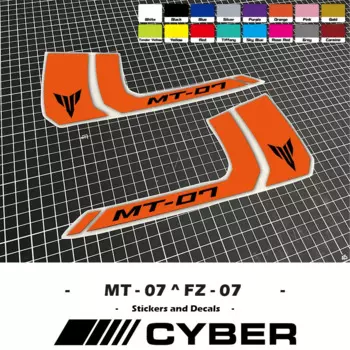 FZ07 MT07 Motorcycle Fuel Tank Fairing Shell Sticker Decal For YAMAHA MT-07 FZ-07 Black White Font Solid Color Sticker Decal