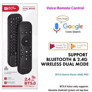 G60S PRO BT Voice Remote Control 2.4G Wireless Air Mouse Backlit IR Learning BT5.0 Battery for Android Smart TV BOX PC Tablet