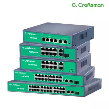 G.Craftsman POE переключатель 4 8 16 портов поддержка IEEE802.3af/at CCTV 5 Мп 8 МП 4K IP-камера видеонаблюдения Беспроводная AP 100/1000bps