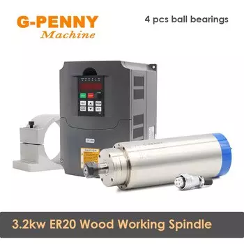 G-penny 3,2 кВт ER20 Шпиндель с водяным охлаждением для обработки дерева и регулятор скорости двигателя HUANYANG мощностью 4,0 кВт и комплект кронштейнов 100 мм R
