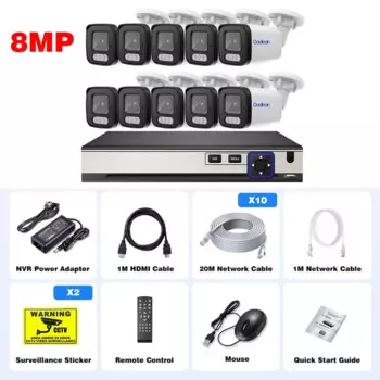 Gadinan 10CH CCTV Безопасность Камер IP Poe Дом Распознавание Лиц 4K 4Mp 8Mp Комплект Двунаправленное Аудио AI Наружное XMEye