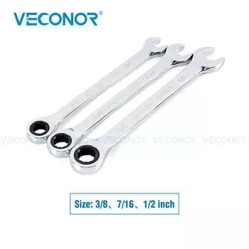 Гаечный ключ с храповым механизмом 3/8, 7/16, 1/2 дюйма, набор ключей, гаечный ключ с высоким крутящим моментом, 72 зубца, имперский Размер, зеркальная поверхность, полированная