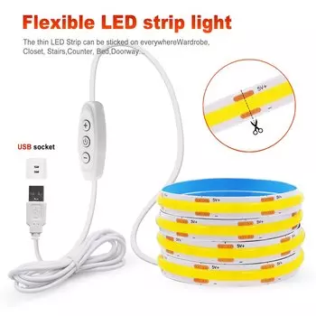 GAHADA USB светодиодная лента COB тёплый белый 5В 0.5 метра