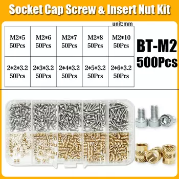 Гайка с кольцевой вставкой из латуни с наконечником паяльника, набор наконечников для 3D-принтера, термоплавкий, Накатанная Тепловая резьба, медные гайки, винт из нержавеющей стали 304