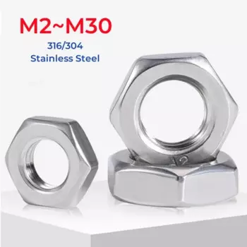Гайки шестигранные тонкие нержавеющая сталь M2-M30