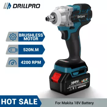 Гайковерт Drillpro ударный Аккумуляторный с храповым механизмом, 1/2 Н · м