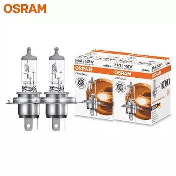 Галогенные Автомобильные Лампы OSRAM H4, 12 В, 60 Вт, 3200 К, Стандартная Пара P43t Для Автомобильных Фар — 2 Шт. В Упаковке