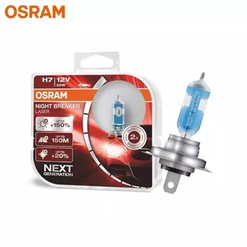 Галогенный Ночной выключатель OSRAM H7 64210NL, лазер следующего поколения, 12 В, 55 Вт + 150%, Ярко-белый, оригинальная пара автомобильных фар, Оригинальная лампа
