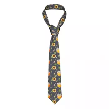 Галстук для мужчин, формальные узкие галстуки, классические мужские медовые банки, листья подсолнечника и ложка, свадебный галстук, узкий джентльменский галстук