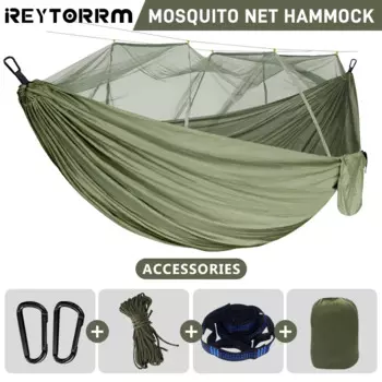 Гамак из парашютной ткани, подвесная койка с сеткой от комаров, для отдыха на открытом воздухе, патио, для сна, кровать-качели с деревом, Пляжное Кресло