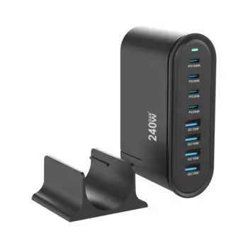 [GaN Tech] 240 Вт 8-портовое зарядное устройство USB PD 4USB-A + 4USB-C PD QC Настольная зарядная станция для быстрой зарядки с вилкой европейского стандарта, вилка стандарта США для телефона
