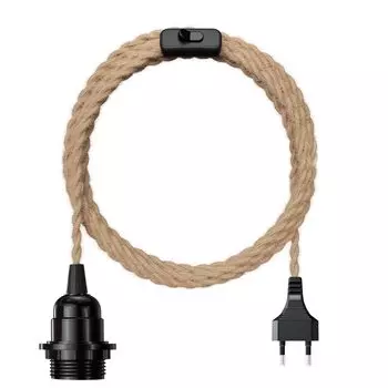 GANRILAND Винтажный подвесной светильник из пеньковой веревки E27