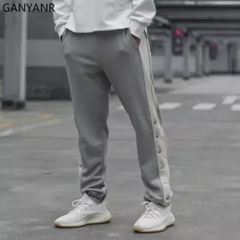 GANYANR штаны для бега для мужчин, для бега, для тренажерного зала, спортивная одежда, леггинсы, брюки, спортивные штаны, для тренировок, для занятий фитнесом, на пуговицах