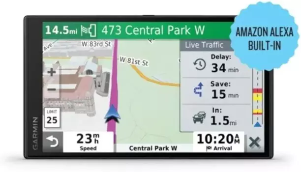 Garmin DriveSmart 65 с Amazon Alexa, встроенный GPS-навигатор с голосовым управлением и дисплеем с высоким разрешением 6,95 дюйма