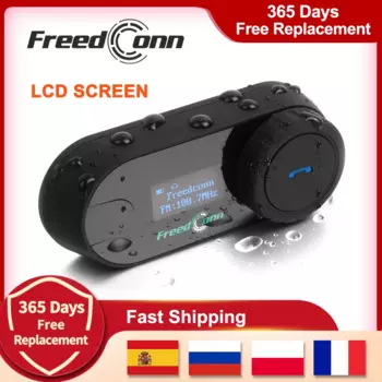 Гарнитура для мотоциклетного шлема FreedConn T Com Sc Bluetooth BT 5,0, беспроводные групповые наушники, музыкальный FM радиопереключатель