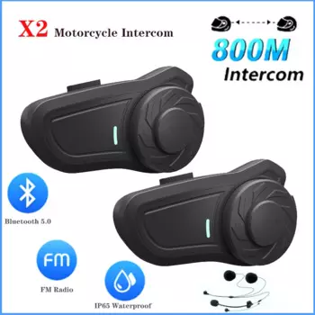 Гарнитура для мотоциклетного шлема X2, 2 шт., Интерком BT 800 для 2 Rider, М, полноразмерный коммуникатор громкой связи Dupex, FM IP65