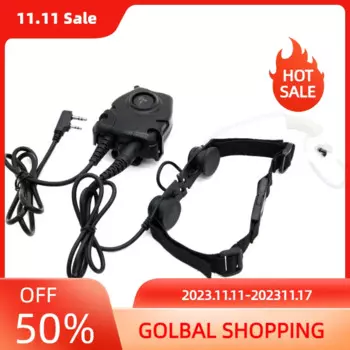 Гарнитура Throat Mic Z003 с тазовым покрытием PTT для BaoFeng Kenwood, двусторонняя радиосвязь