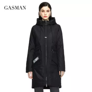 GASMAN 2022 новая женская весенняя куртка, модная повседневная длинная парка, женские куртки, тонкий хлопковый тренч с капюшоном, теплая верхняя одежда 21150