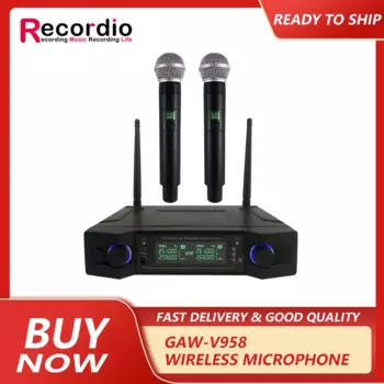 GAW-V958 V-сегментный беспроводной микрофон для Домашнего Караоке, Обучающие микрофоны «один-два», динамический микрофон VHF