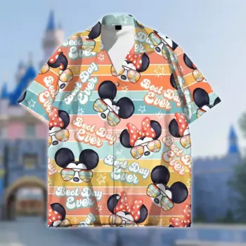 Гавайская рубашка с пуговицами Let The Magic Blossom Disney, гавайская винтажная Модная рубашка с рисунком Апа, Микки Мауса