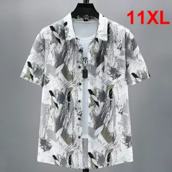Гавайская рубашка в стиле хип-хоп для мужчин, гавайская пляжная блузка с короткими рукавами, большой размер 10XL 11XL, лето